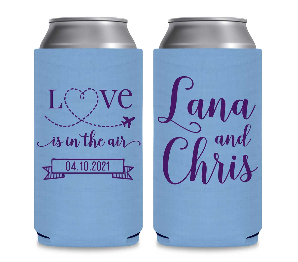 Love Is In The Air 1A Foldable 12 oz Slim Can Koozies Wedding Gifts for Guests