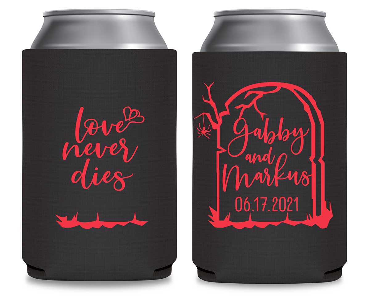 Love Never Dies 1A Foldable Can Koozies Wedding Gifts for Guests
