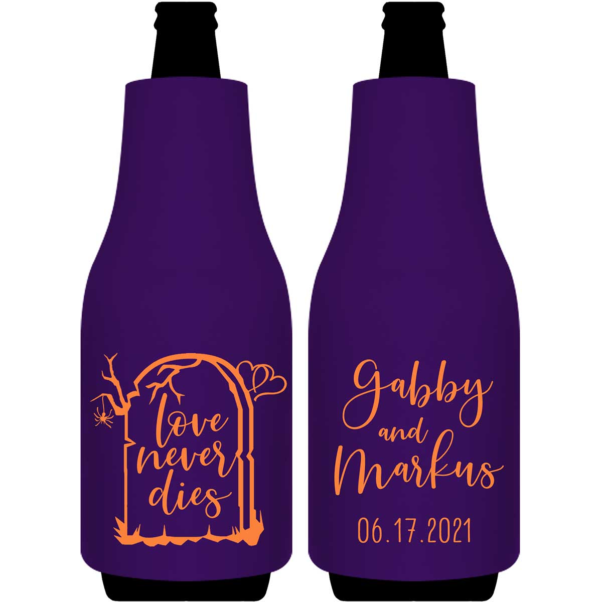 Love Never Dies 1B Foldable Bottle Sleeve Koozies Wedding Gifts for Guests