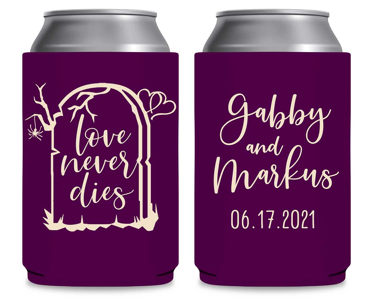 Love Never Dies 1B Foldable Can Koozies Wedding Gifts for Guests