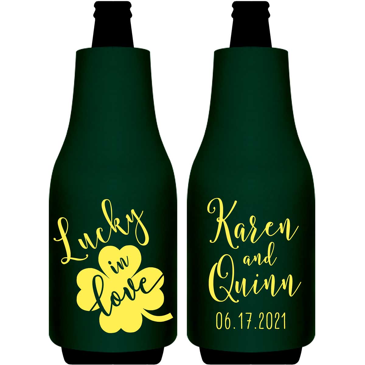 Lucky In Love 2A Irish Wedding Foldable Bottle Sleeve Koozies Wedding Gifts for Guests