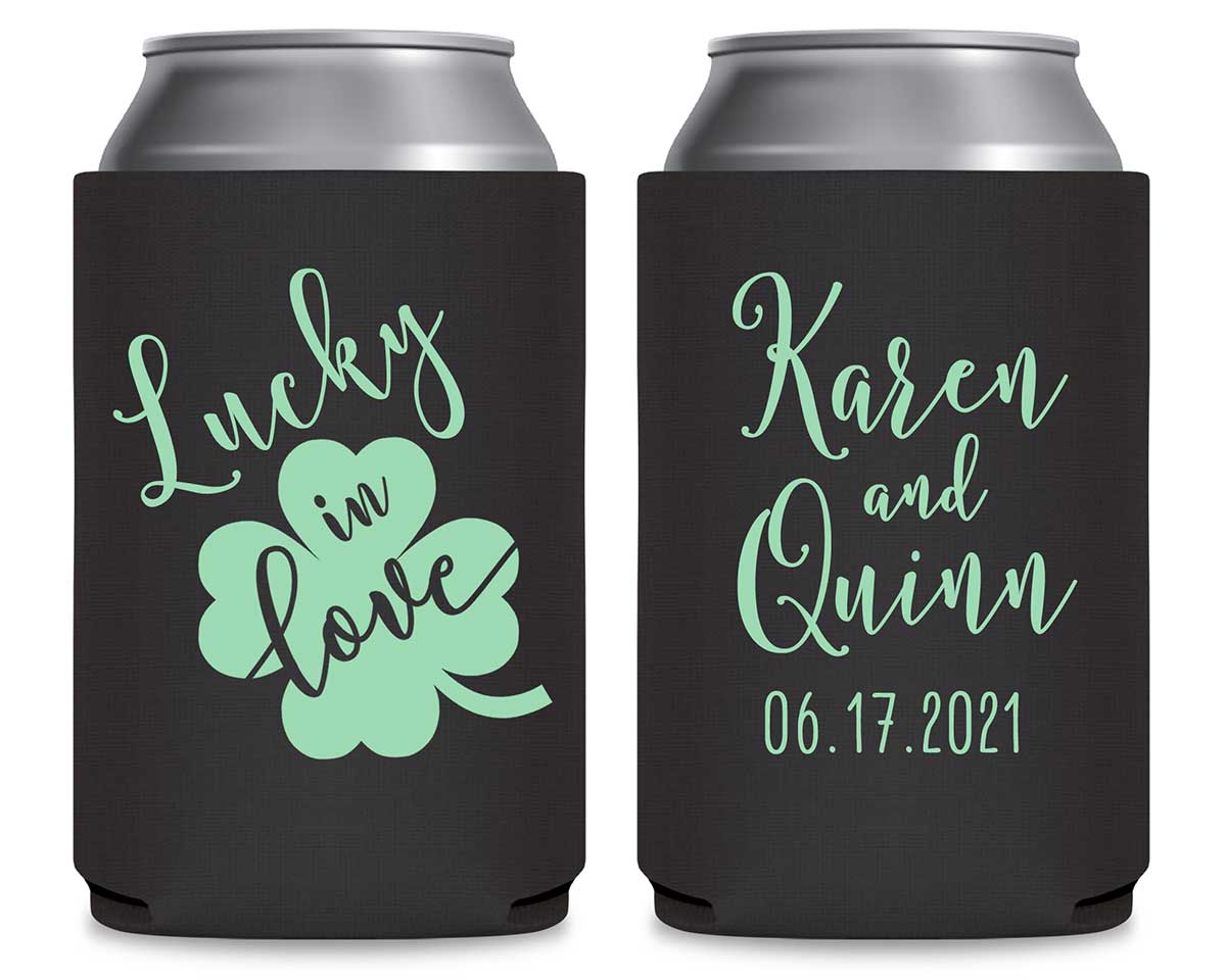 Lucky In Love 2A Irish Wedding Foldable Can Koozies Wedding Gifts for Guests