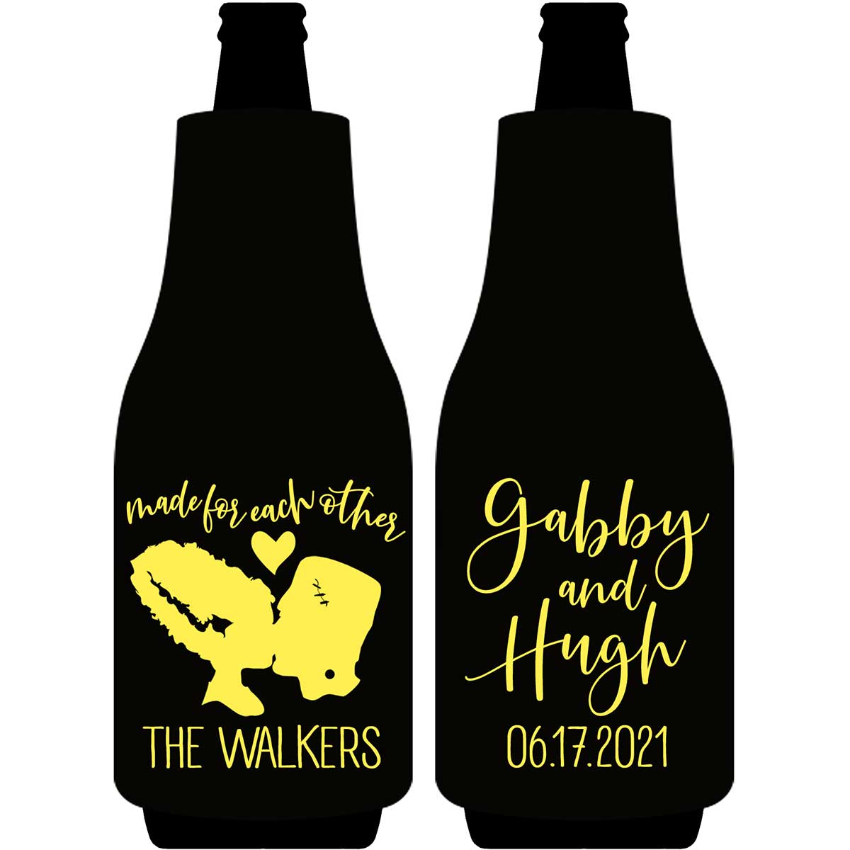 Made For Each Other 1A Frankenstein Foldable Bottle Sleeve Koozies Wedding Gifts for Guests