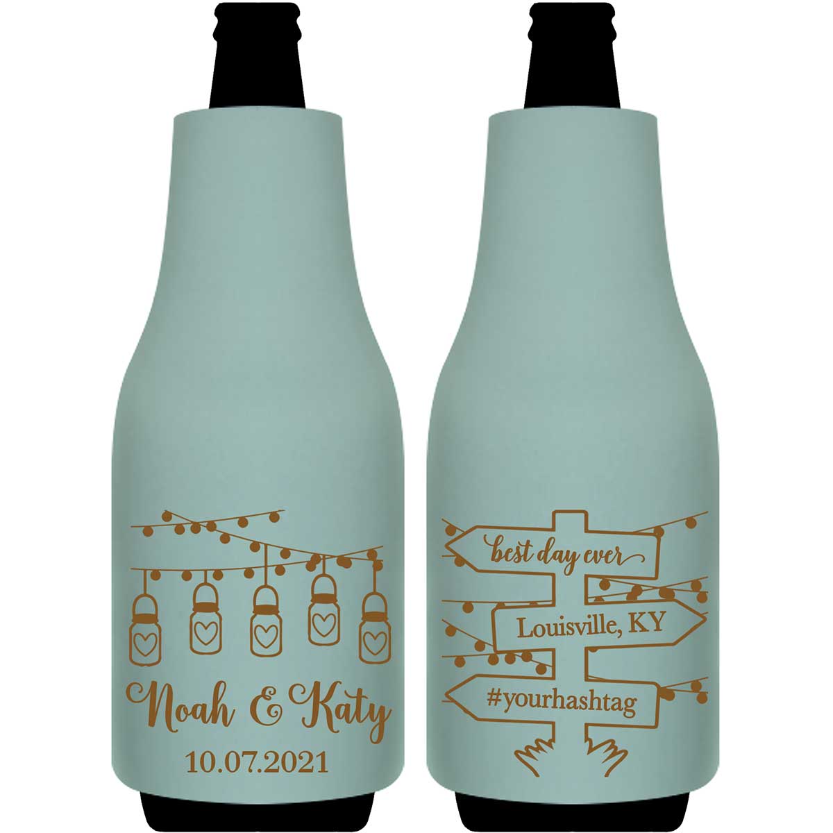 Mason Jar Lights 1A Post Sign Foldable Bottle Sleeve Koozies Wedding Gifts for Guests