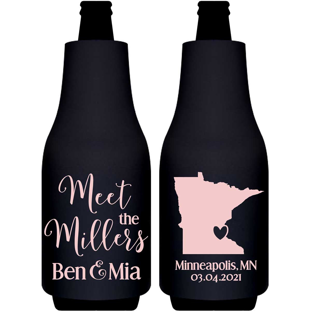 Meet The Mr & Mrs 1A Any Map Foldable Bottle Sleeve Koozies Wedding Gifts for Guests