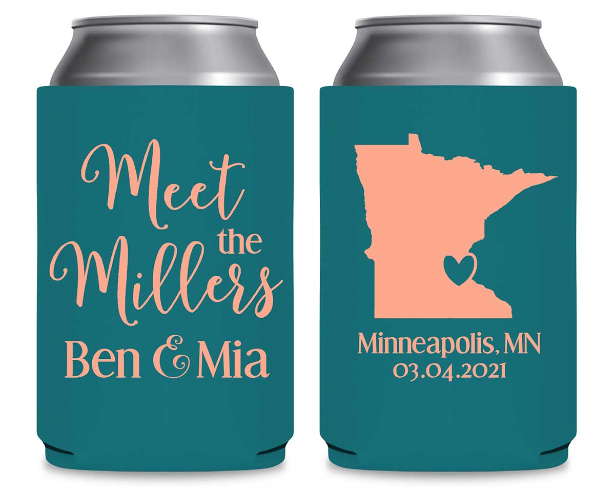 Meet The Mr & Mrs 1A Any Map Foldable Can Koozies Wedding Gifts for Guests