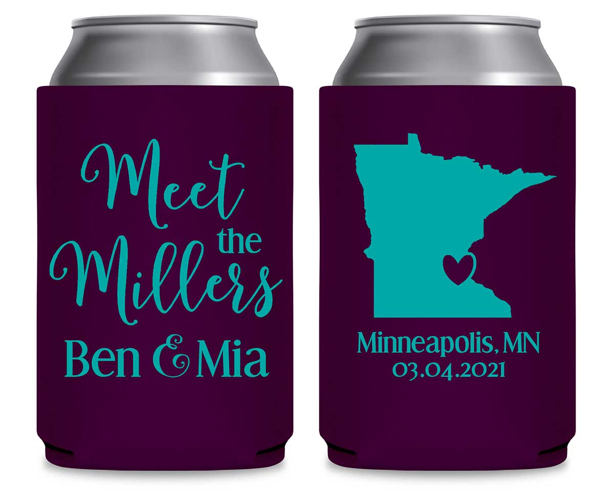 Meet The Mr & Mrs 1A Any Map Foldable Can Koozies Wedding Gifts for Guests