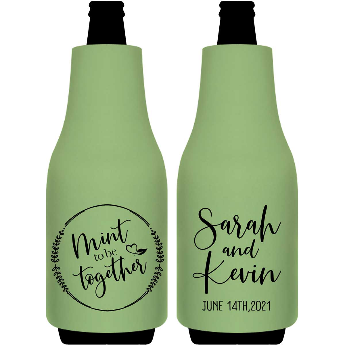 Mint To Be Together 1A Foldable Bottle Sleeve Koozies Wedding Gifts for Guests