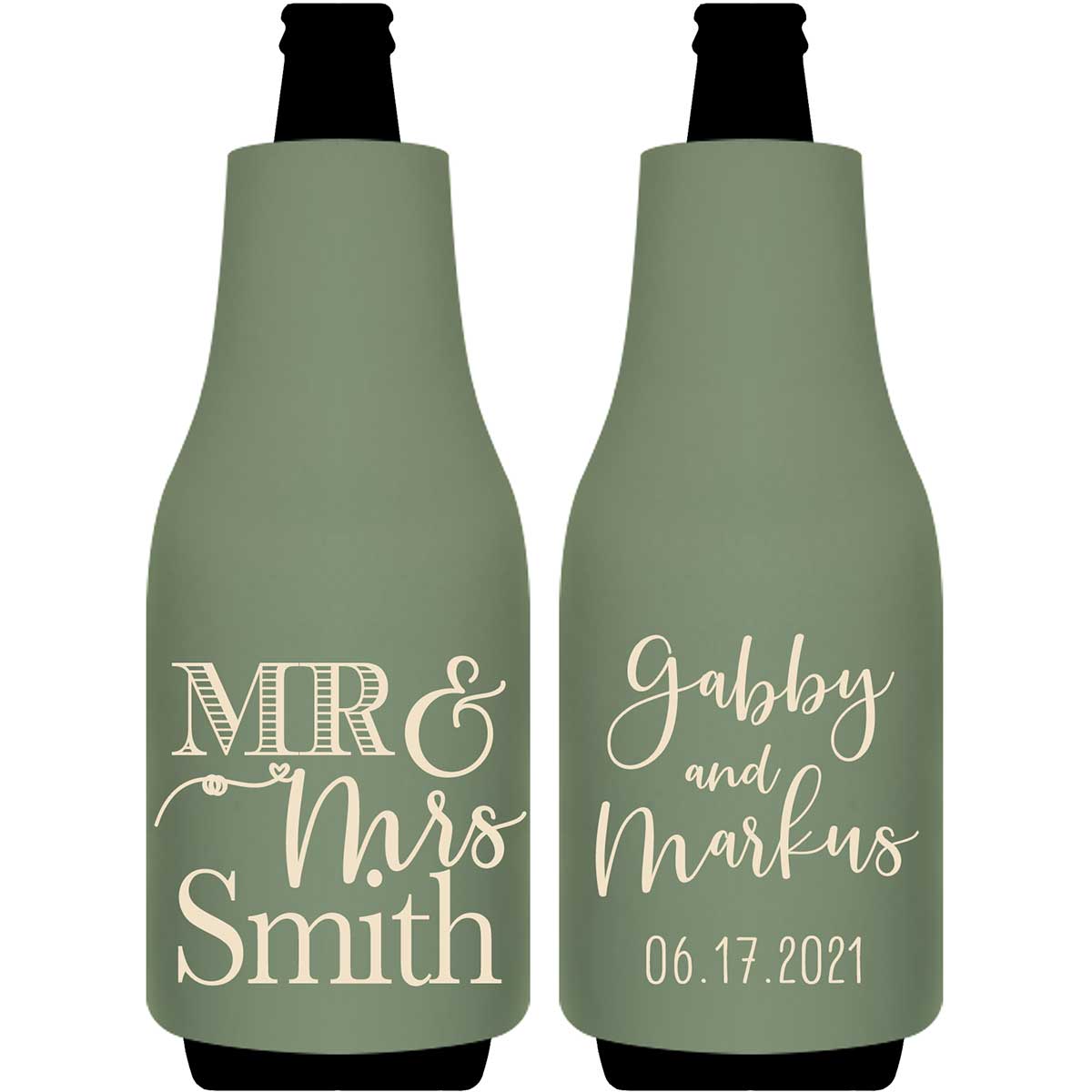 Mr & Mrs 1A Foldable Bottle Sleeve Koozies Wedding Gifts for Guests