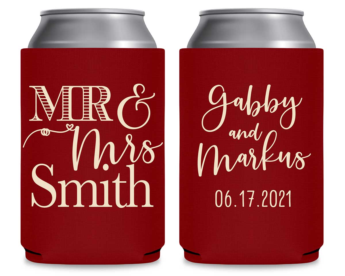 Mr & Mrs 1A Foldable Can Koozies Wedding Gifts for Guests