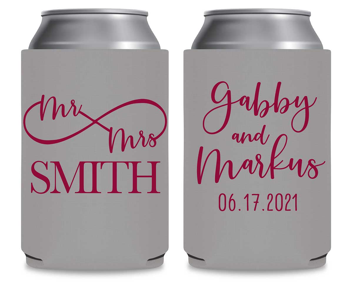 Mr & Mrs 2A Infinity Symbol Foldable Can Koozies Wedding Gifts for Guests