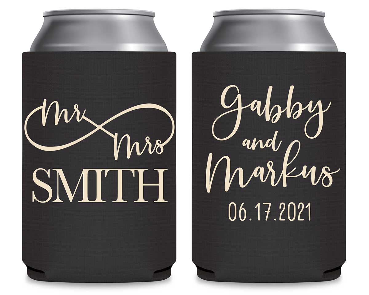 Mr & Mrs 2A Infinity Symbol Foldable Can Koozies Wedding Gifts for Guests