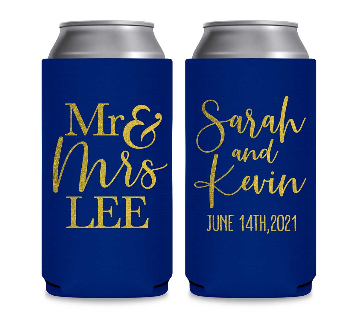 Mr & Mrs 3A Foldable 12 oz Slim Can Koozies Wedding Gifts for Guests