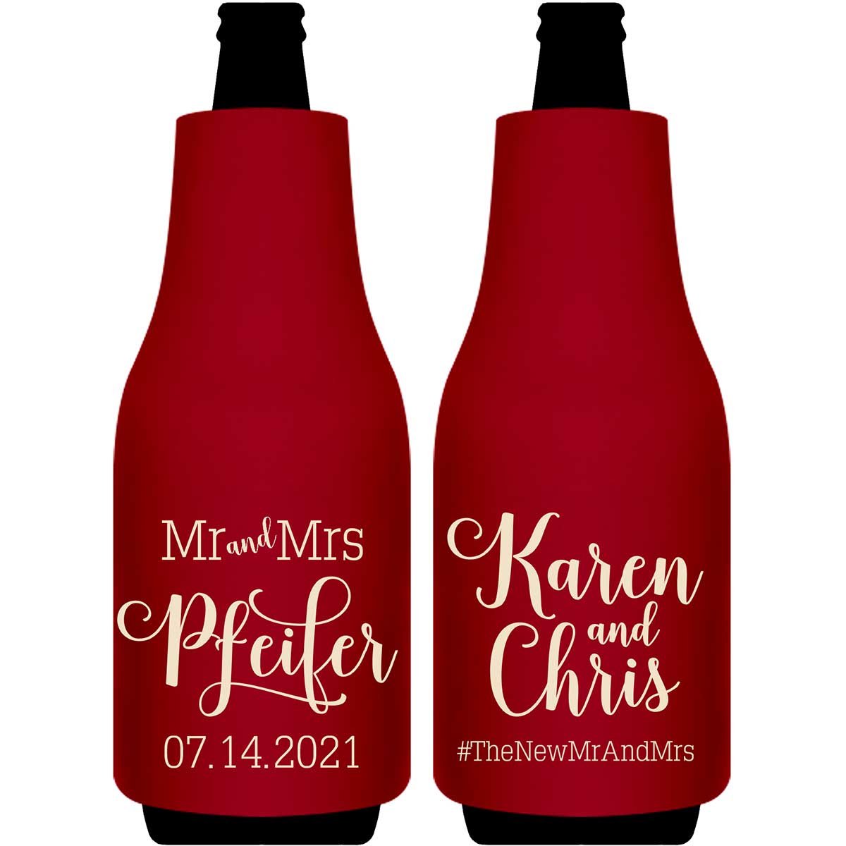 Mr & Mrs 4A Foldable Bottle Sleeve Koozies Wedding Gifts for Guests
