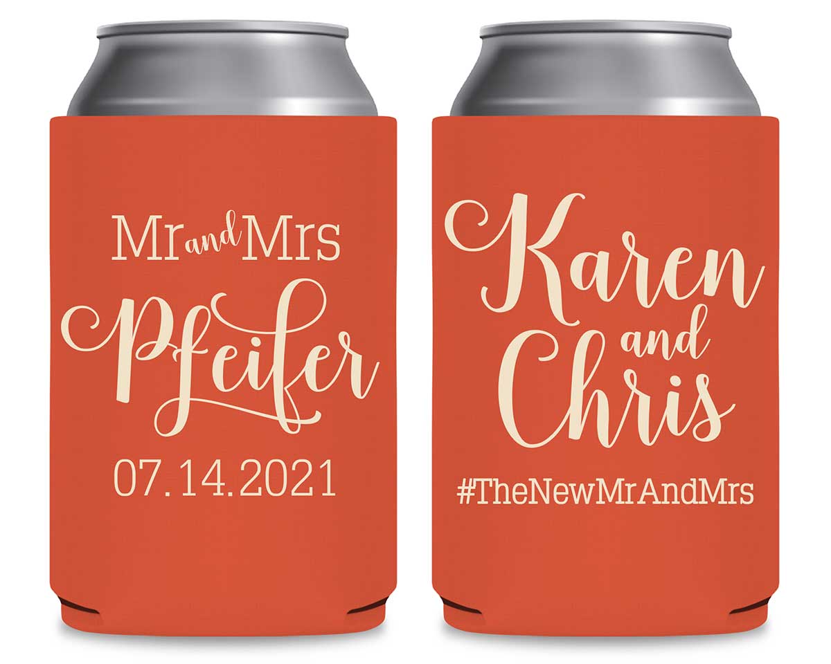 Mr & Mrs 4A Foldable Can Koozies Wedding Gifts for Guests