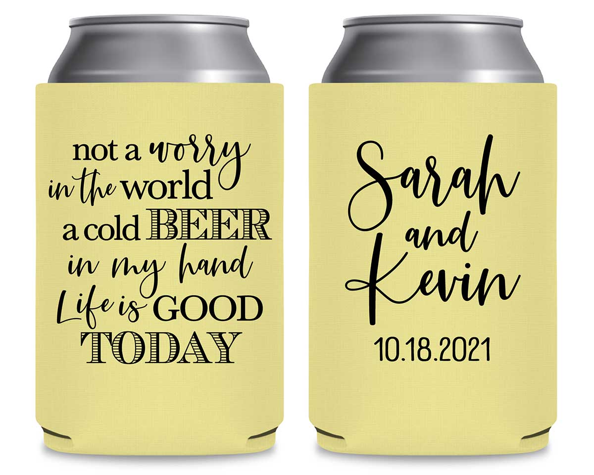 Not A Worry In The World 1A Foldable Can Koozies Wedding Gifts for Guests