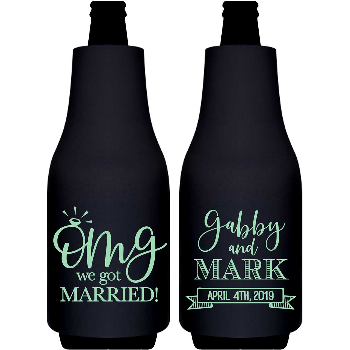 OMG We Got Married 1A Foldable Bottle Sleeve Koozies Wedding Gifts for Guests