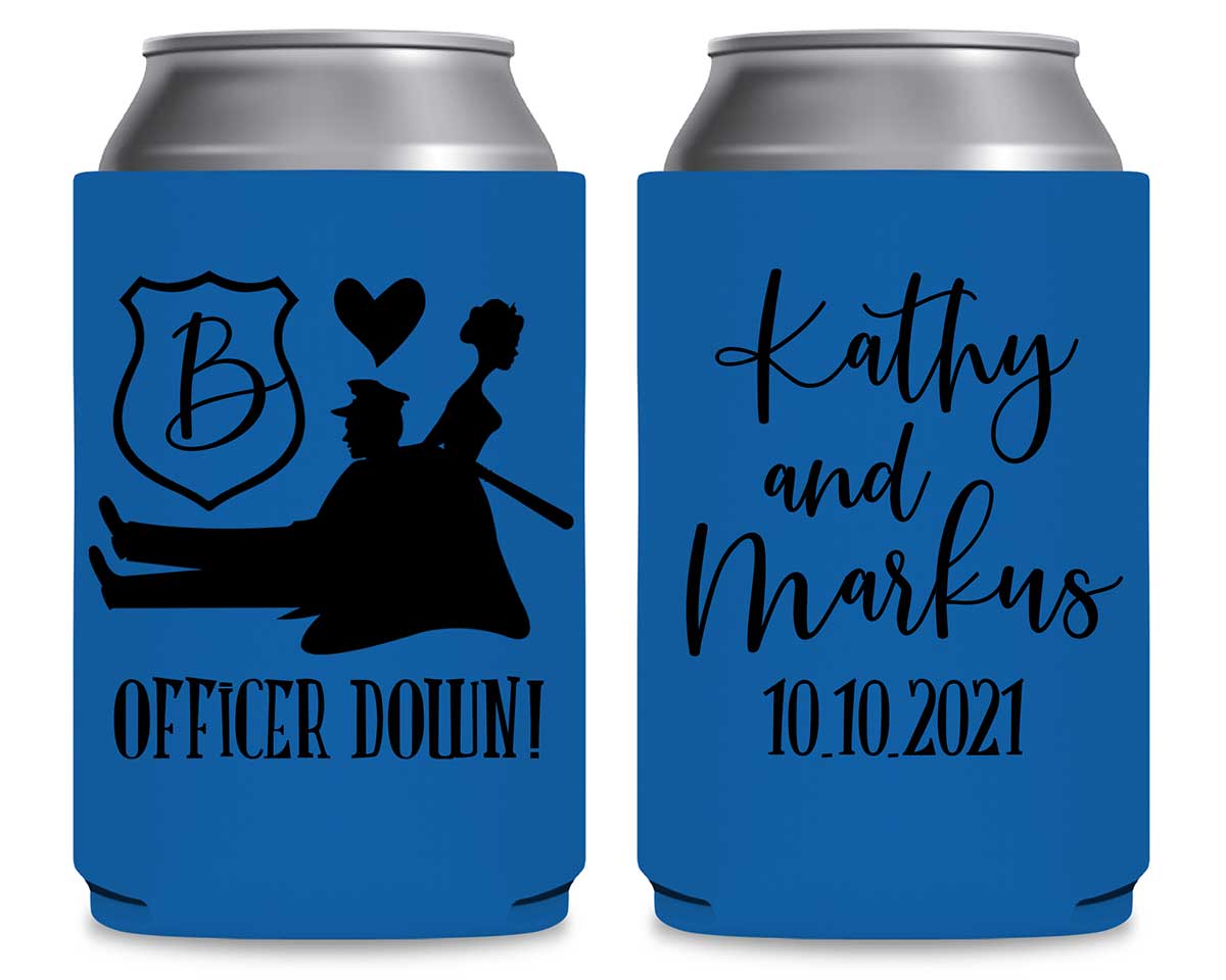 Officer Down 1A Policeman Wedding Foldable Can Koozies Wedding Gifts for Guests