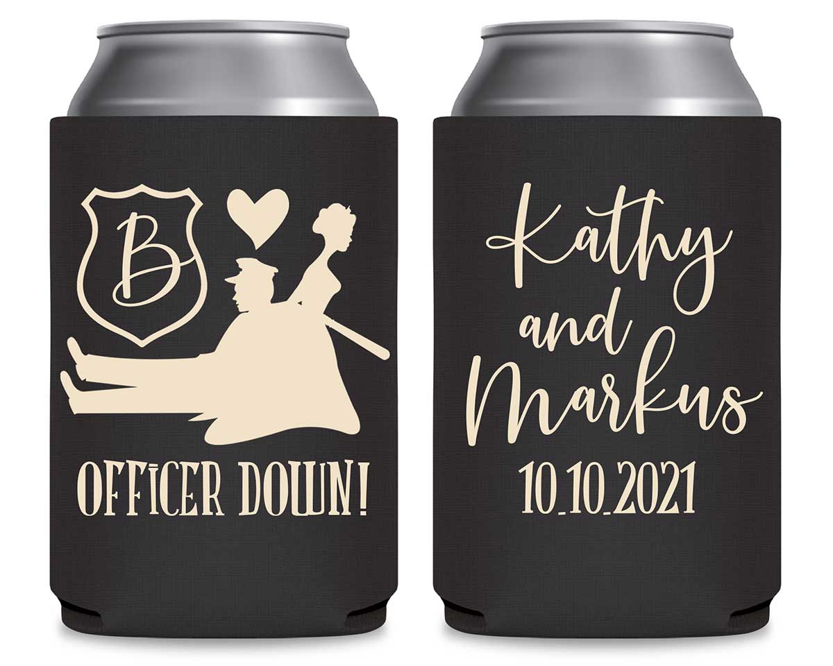 Officer Down 1A Policeman Wedding Foldable Can Koozies Wedding Gifts for Guests
