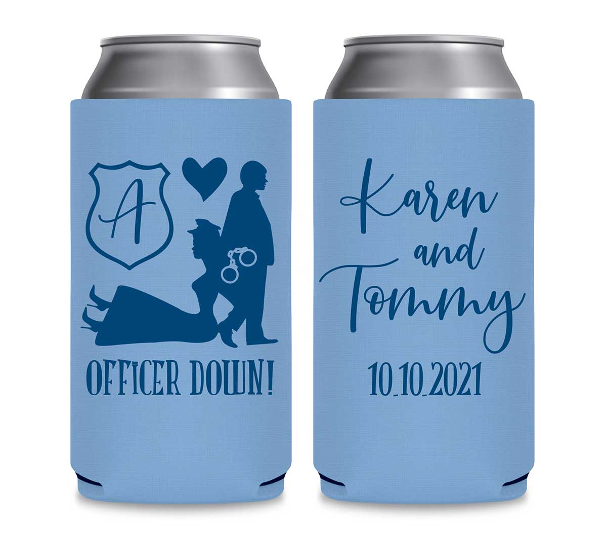 Officer Down 1B Policewoman Wedding Foldable 12 oz Slim Can Koozies Wedding Gifts for Guests