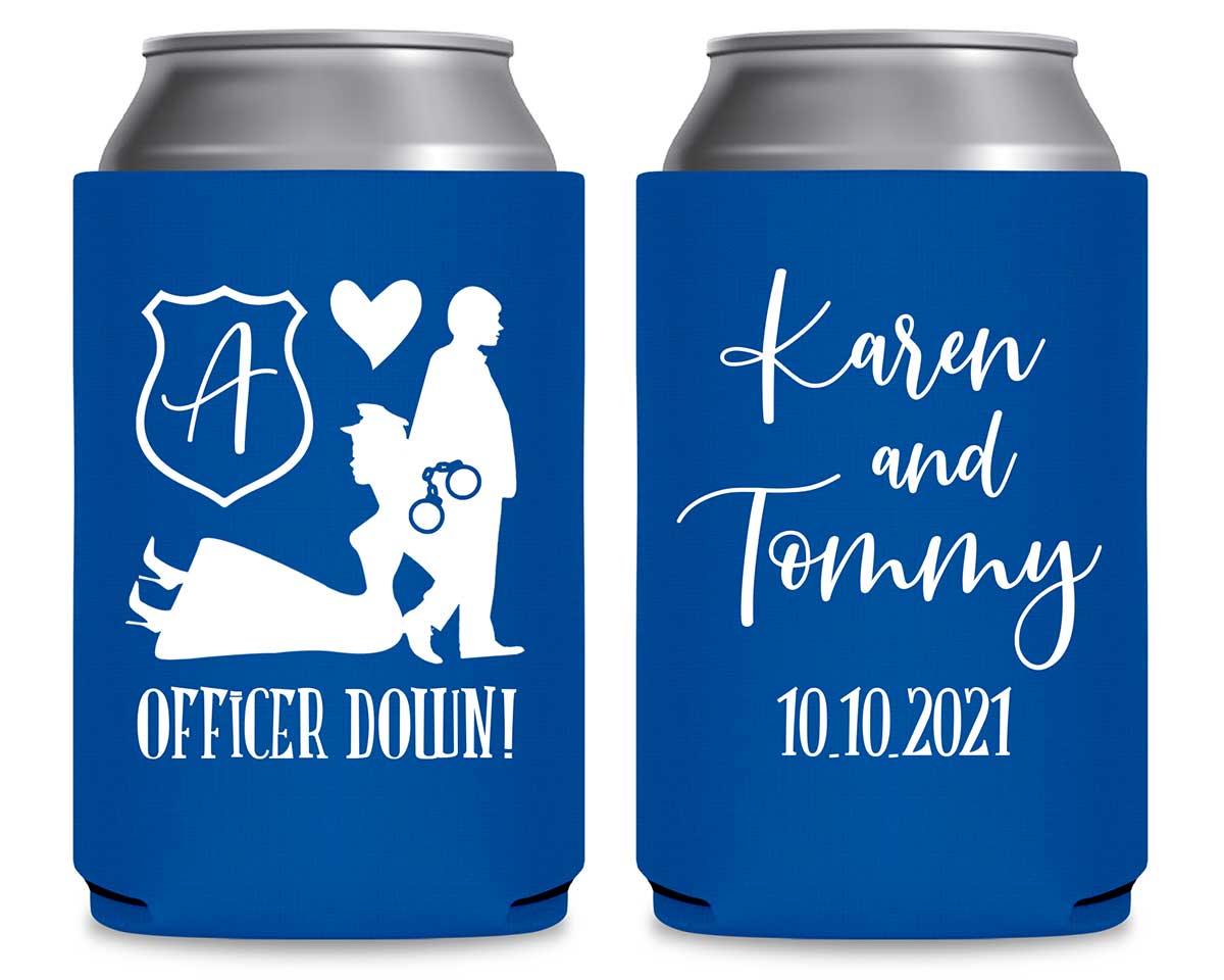 Officer Down 1B Policewoman Wedding Foldable Can Koozies Wedding Gifts for Guests