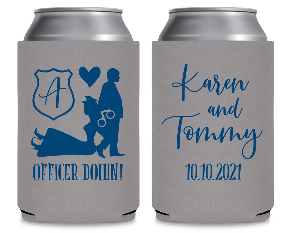 Officer Down 1B Policewoman Wedding Foldable Can Koozies Wedding Gifts for Guests