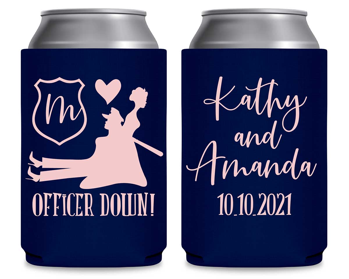 Officer Down 2A Lesbian Cop Wedding Foldable Can Koozies Wedding Gifts for Guests