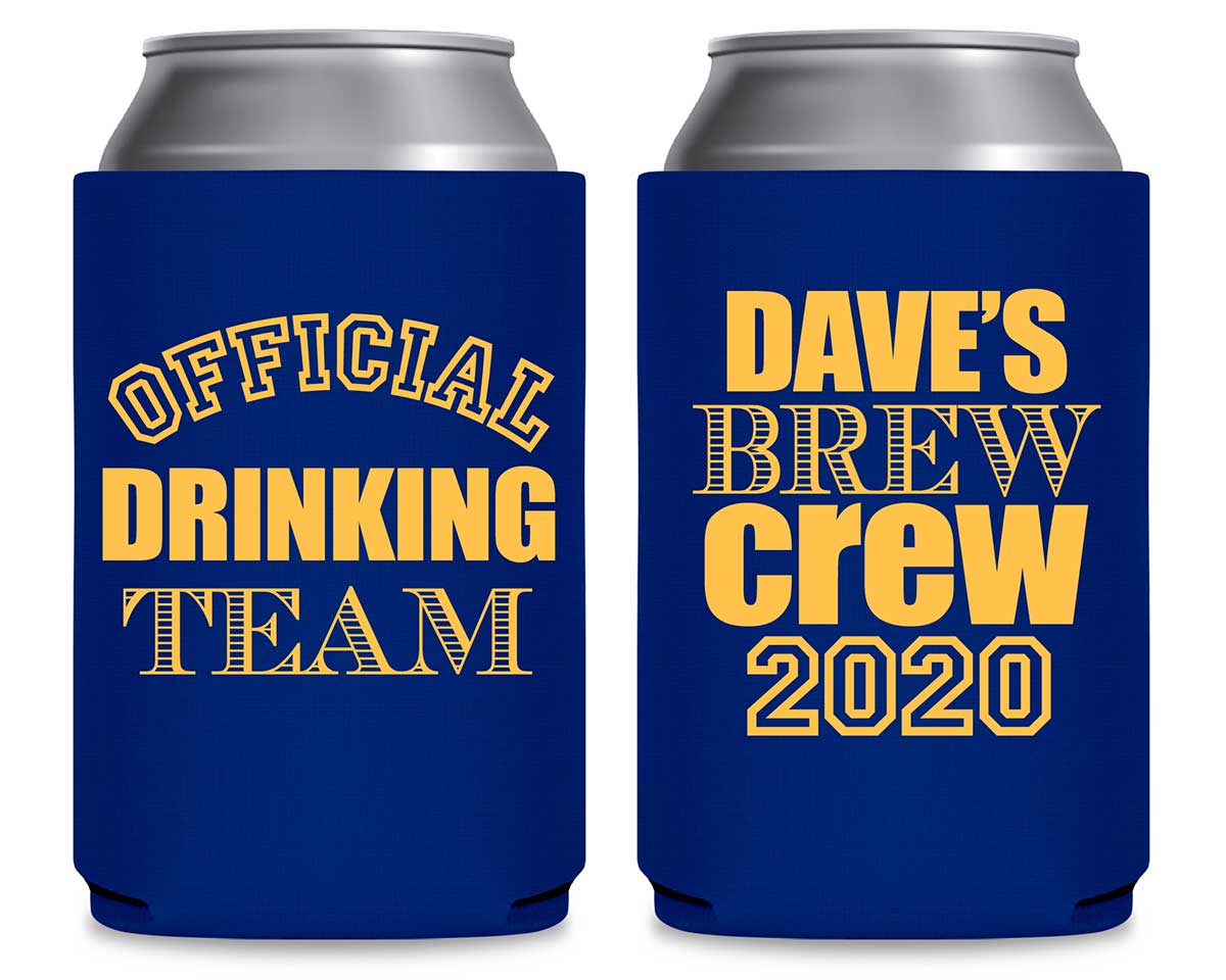 Official Drinking Team 1A Bachelor Brew Crew Foldable Can Koozies Wedding Gifts for Guests