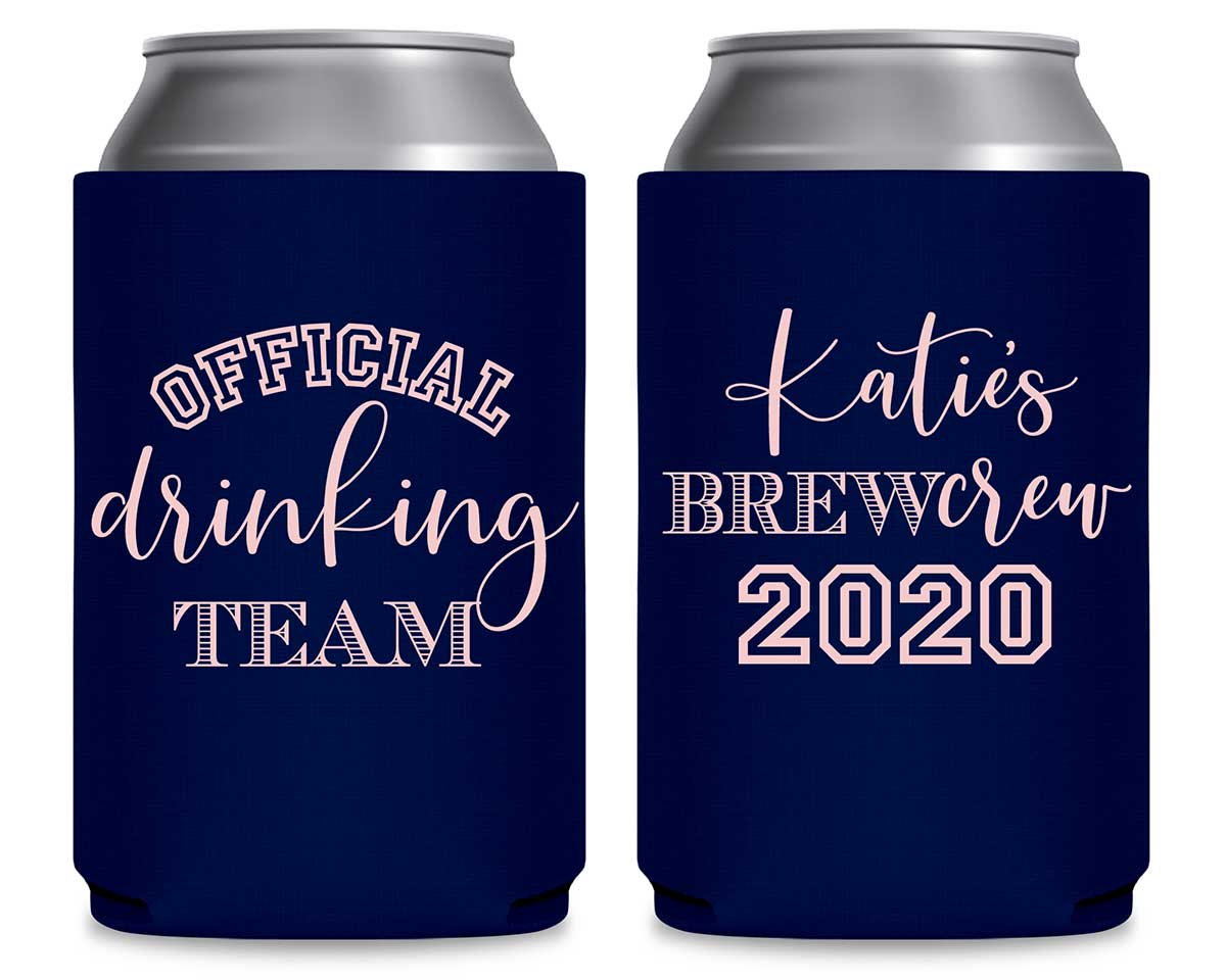 Official Drinking Team 1A Bachelorette Brew Crew Foldable Can Koozies Wedding Gifts for Guests