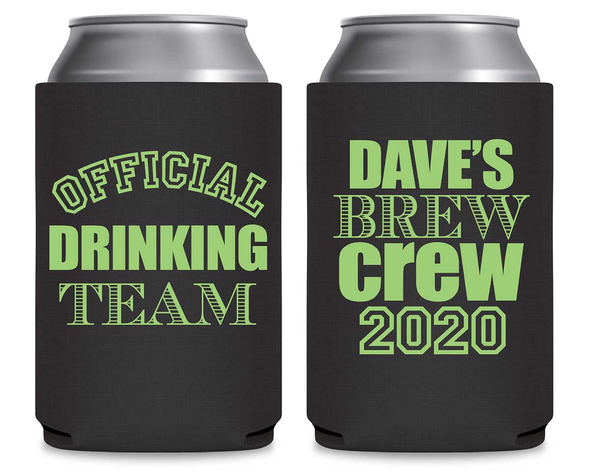 Official Drinking Team 1A Bachelor Brew Crew Foldable Can Koozies Wedding Gifts for Guests