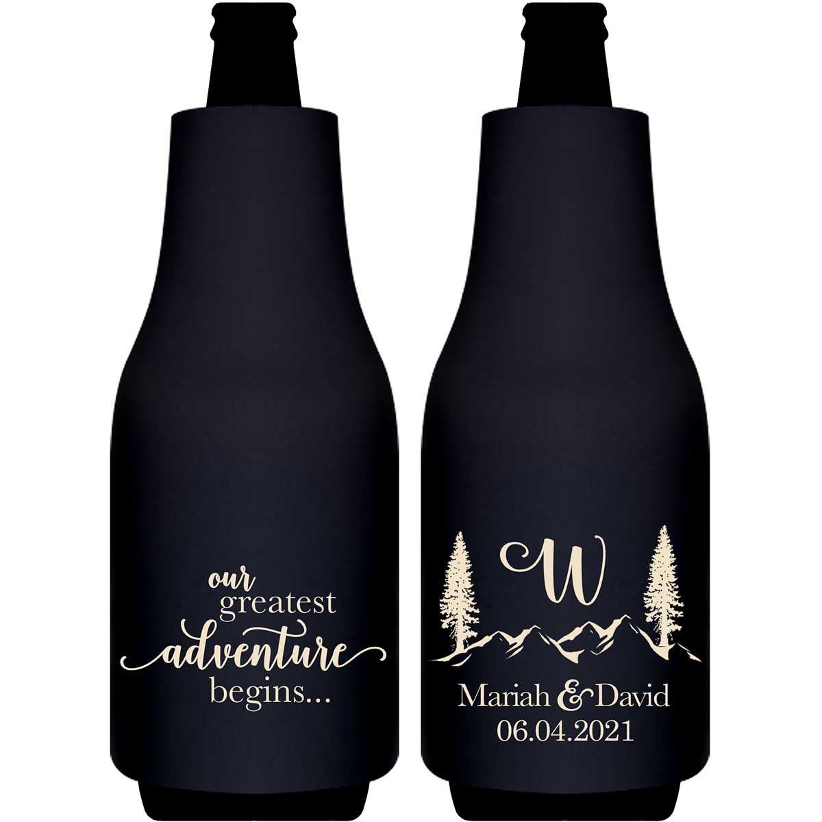Our Greatest Adventure Begins 1A Foldable Bottle Sleeve Koozies Wedding Gifts for Guests