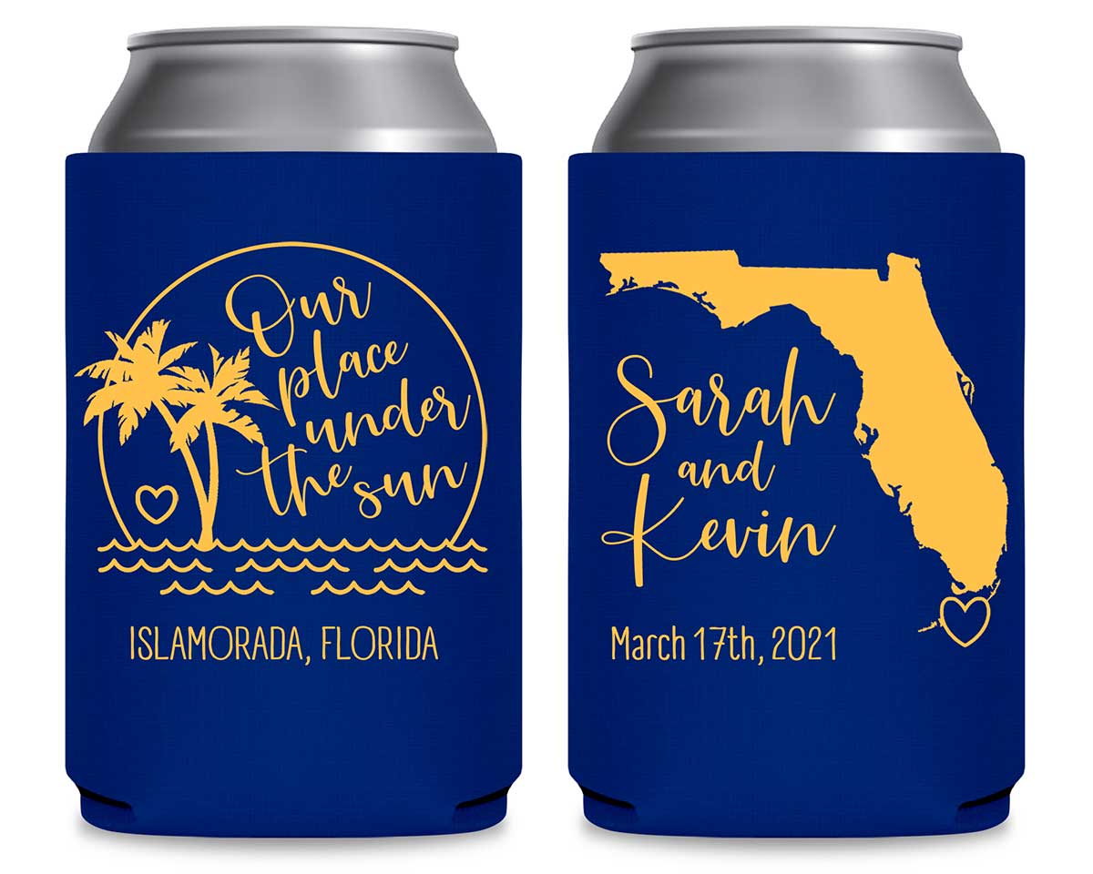 Our Place Under The Sun 1A Foldable Can Koozies Wedding Gifts for Guests