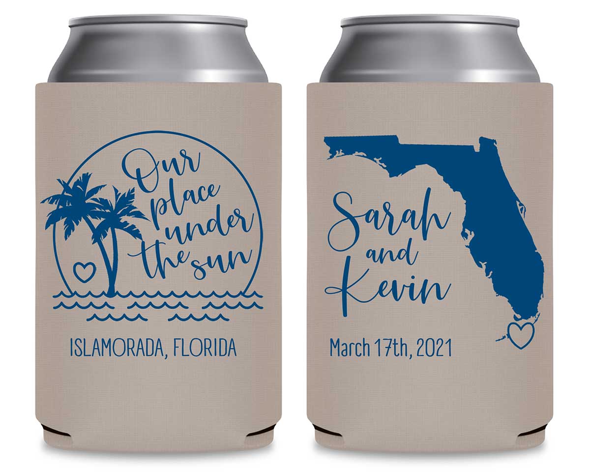 Our Place Under The Sun 1A Foldable Can Koozies Wedding Gifts for Guests