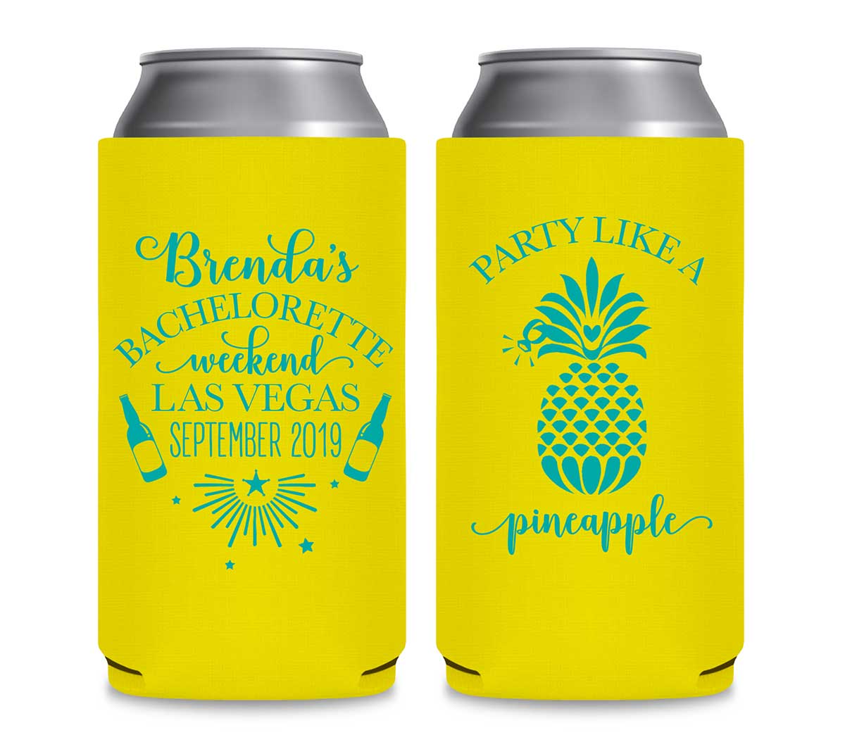 Party Like A Pineapple 1A Foldable 12 oz Slim Can Koozies Wedding Gifts for Guests