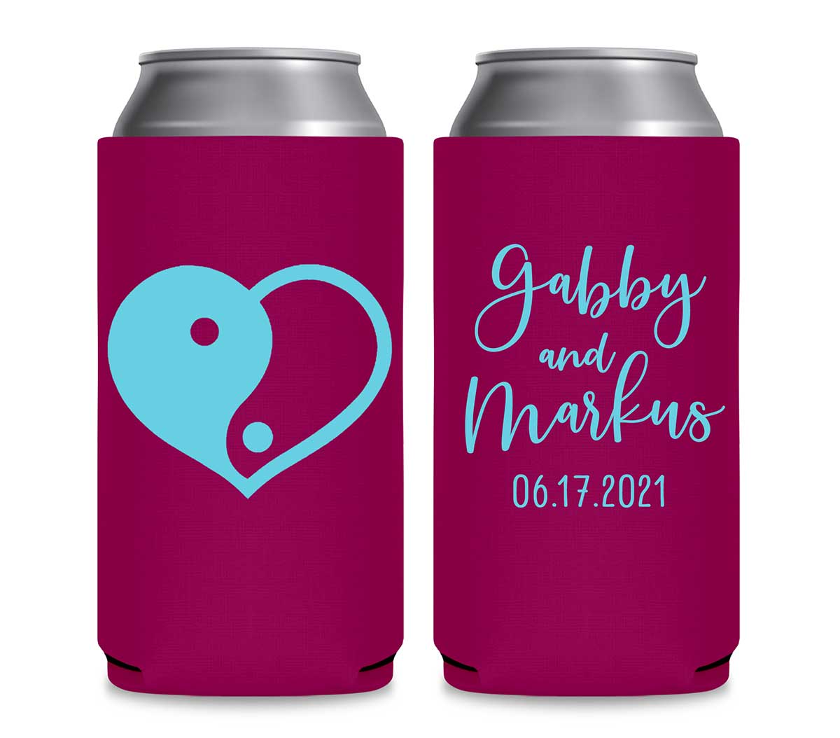 Perfect Half 1A Yin Yang Foldable 12 oz Slim Can Koozies Wedding Gifts for Guests