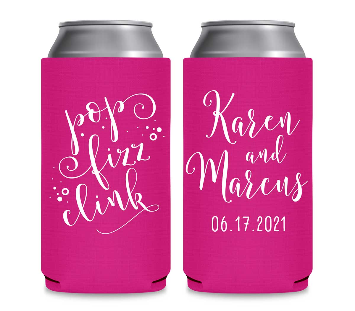 Pop Fizz Clink 1A Foldable 12 oz Slim Can Koozies Wedding Gifts for Guests
