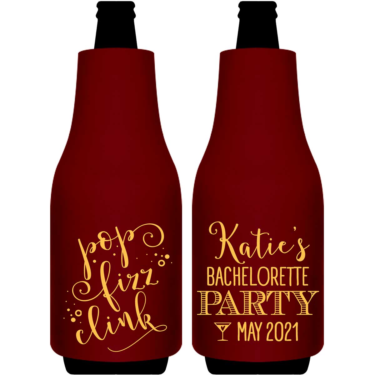 Pop Fizz Clink Bachelorette 1A Foldable Bottle Sleeve Koozies Wedding Gifts for Guests