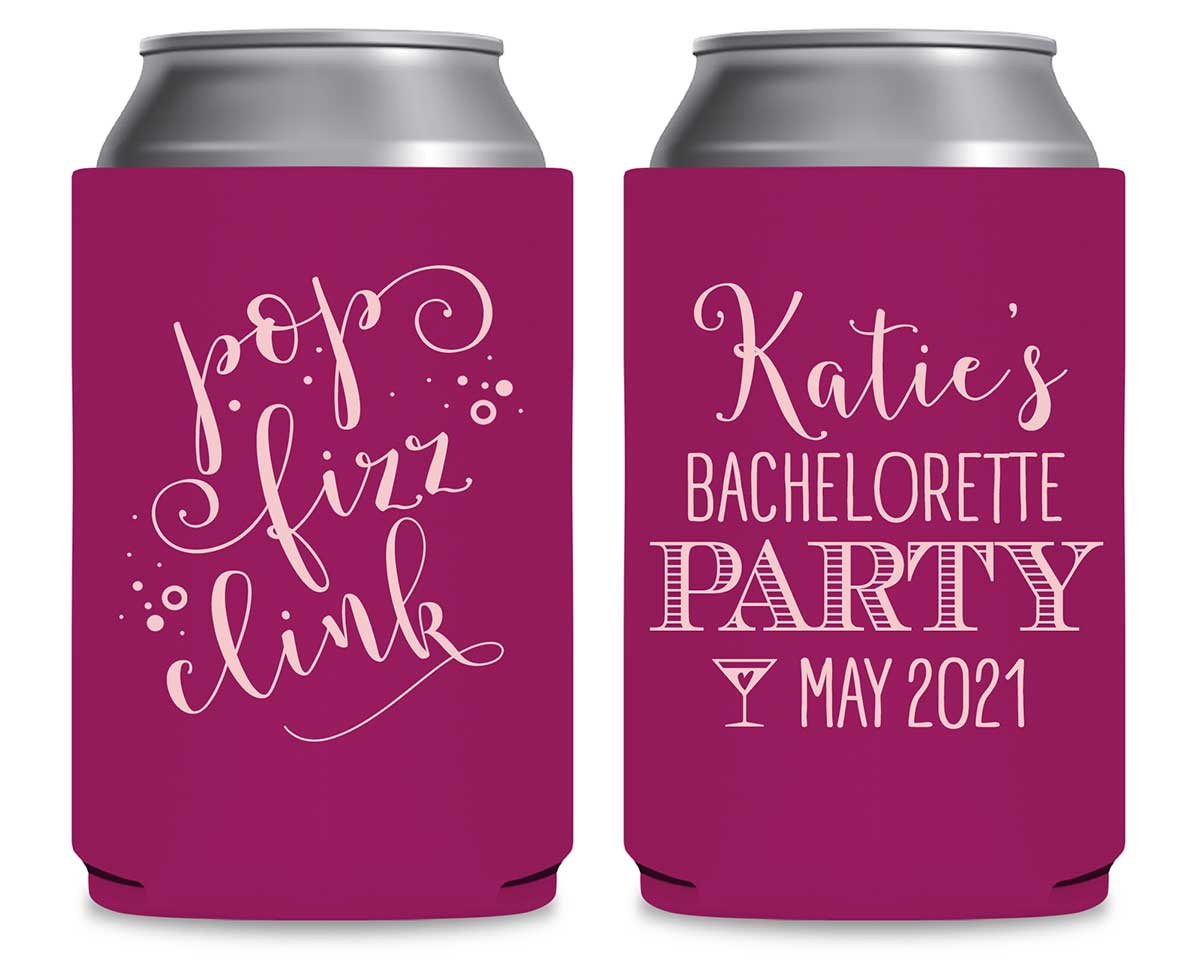 Pop Fizz Clink Bachelorette 1A Foldable Can Koozies Wedding Gifts for Guests