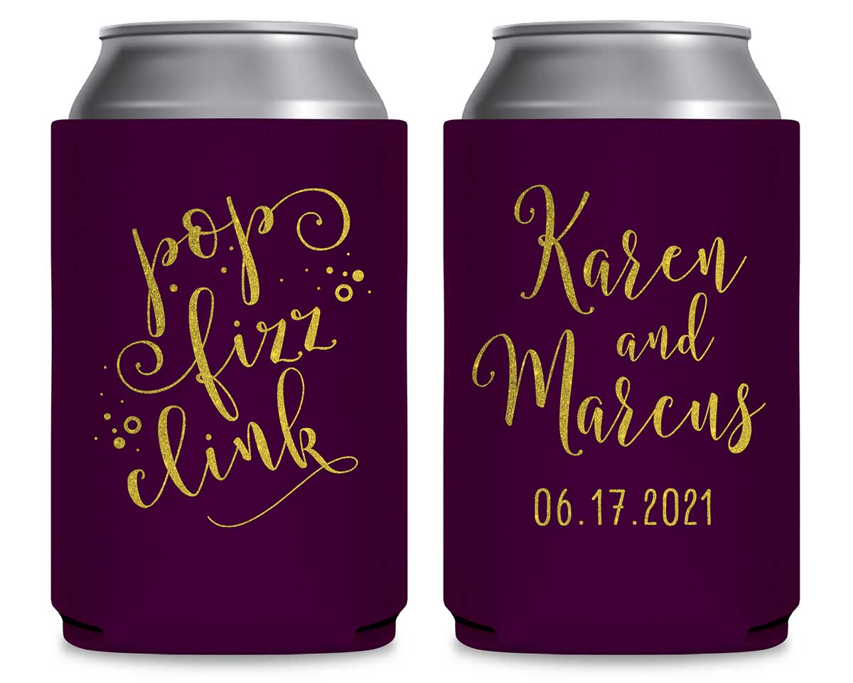 Pop Fizz Clink 1A Foldable Can Koozies Wedding Gifts for Guests