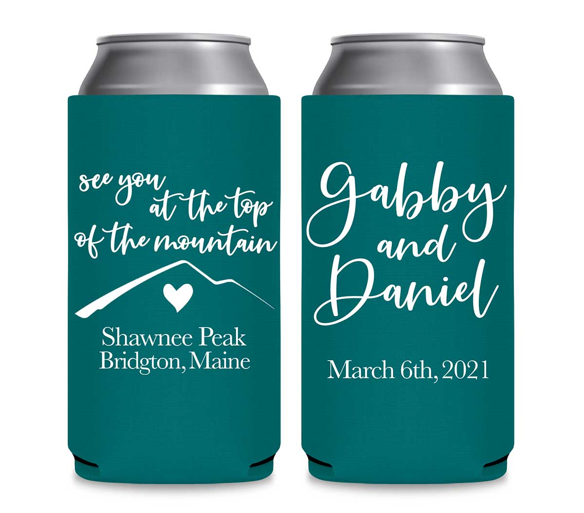 See You At The Top Of The Mountain 1A Foldable 12 oz Slim Can Koozies Wedding Gifts for Guests