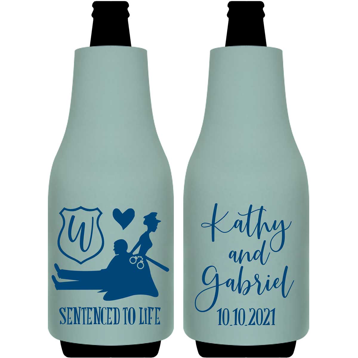 Sentenced To Life 1A Policewoman Wedding Foldable Bottle Sleeve Koozies Wedding Gifts for Guests