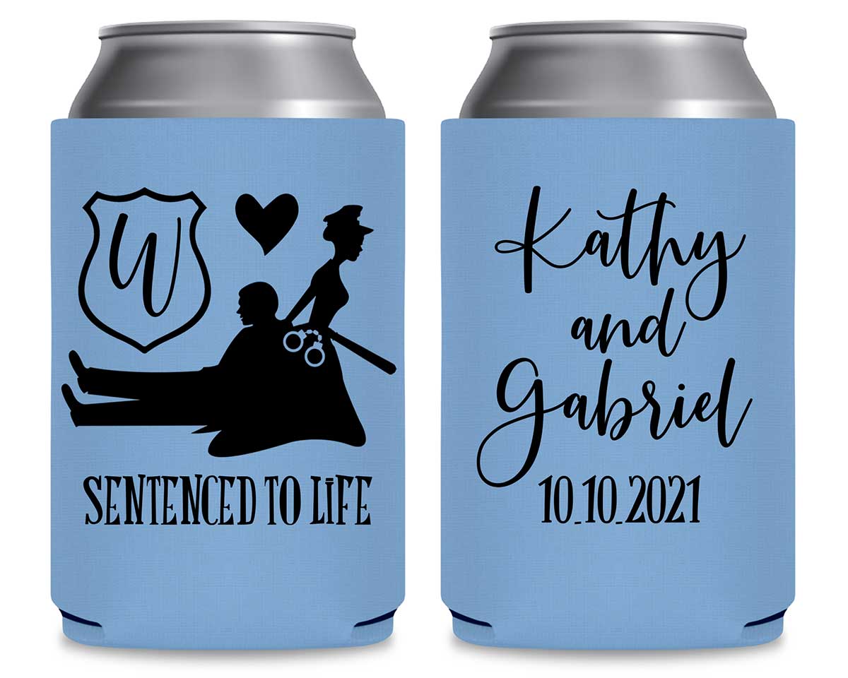 Sentenced To Life 1A Policewoman Wedding Foldable Can Koozies Wedding Gifts for Guests