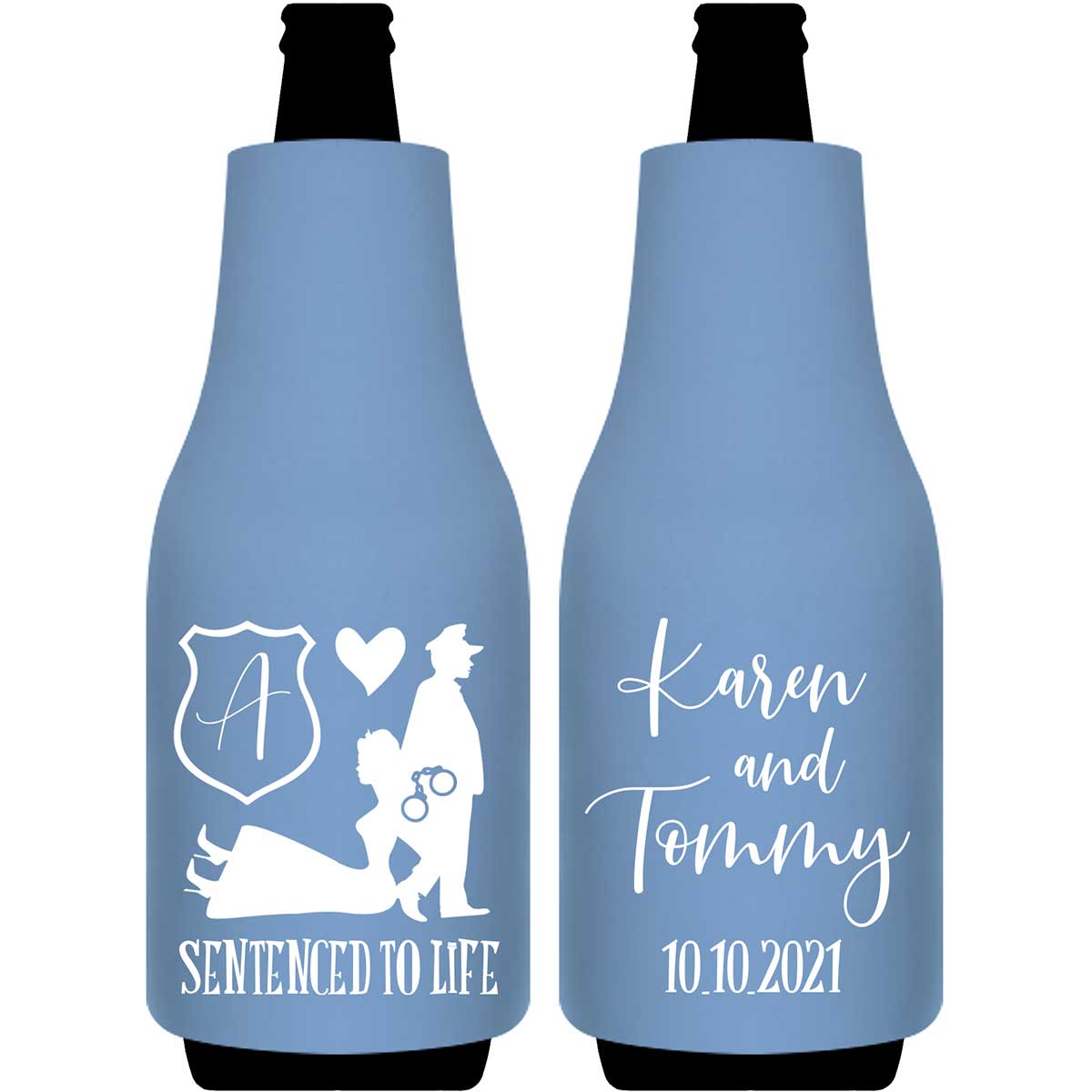 Sentenced To Life 1B Policeman Wedding Foldable Bottle Sleeve Koozies Wedding Gifts for Guests