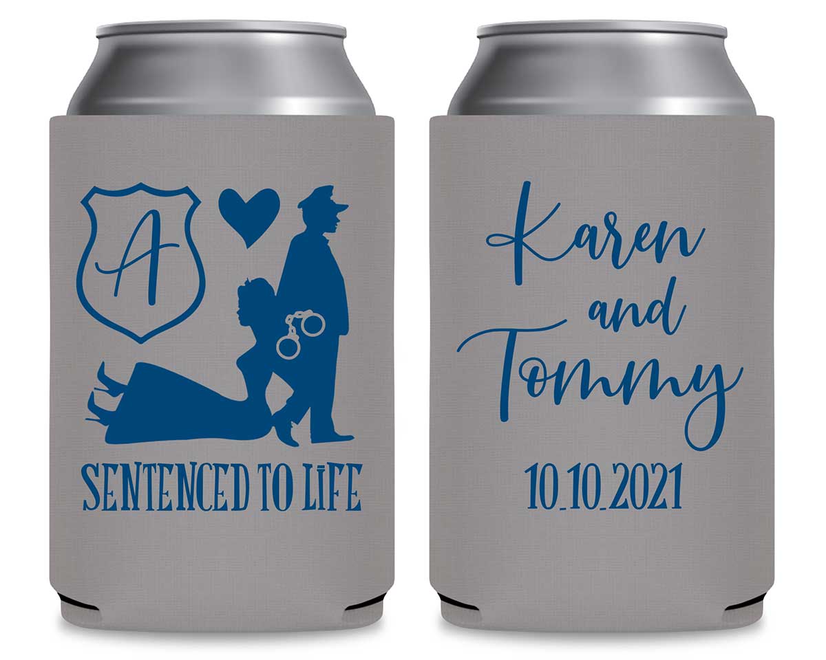 Sentenced To Life 1B Policeman Wedding Foldable Can Koozies Wedding Gifts for Guests