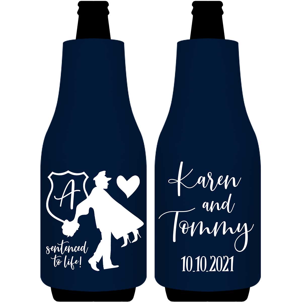 Sentenced To Life 1C Policeman Wedding Foldable Bottle Sleeve Koozies Wedding Gifts for Guests