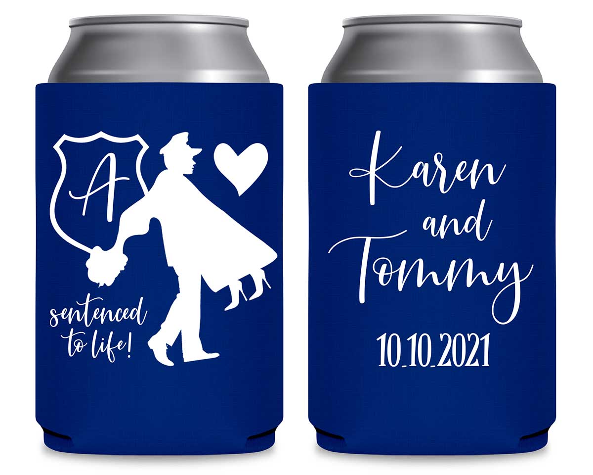 Sentenced To Life 1C Policeman Wedding Foldable Can Koozies Wedding Gifts for Guests