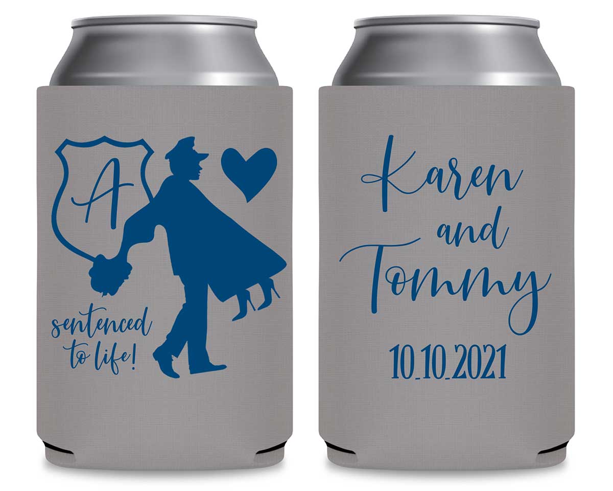 Sentenced To Life 1C Policeman Wedding Foldable Can Koozies Wedding Gifts for Guests