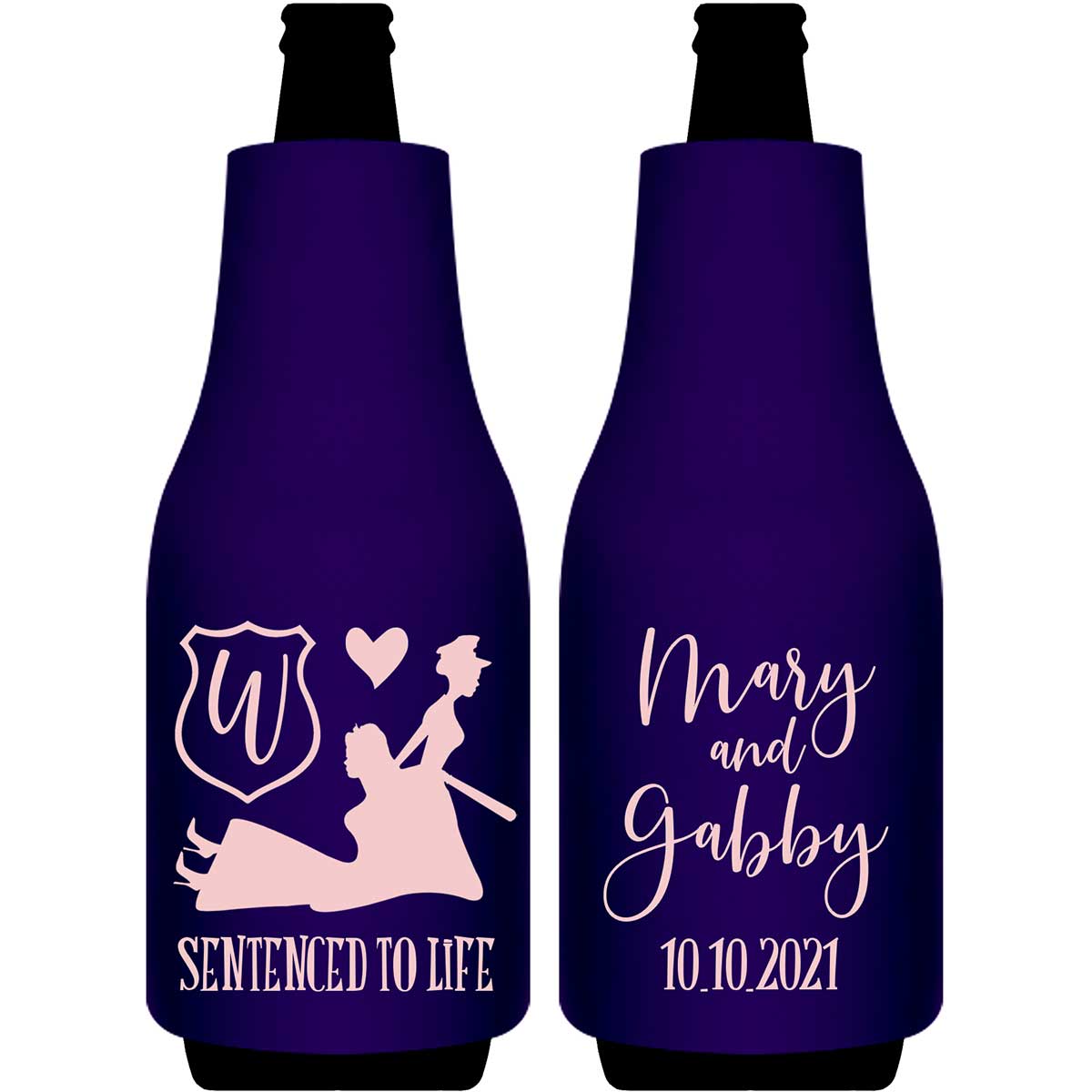 Sentenced To Life 2A Lesbian Policewoman Wedding Foldable Bottle Sleeve Koozies Wedding Gifts for Guests