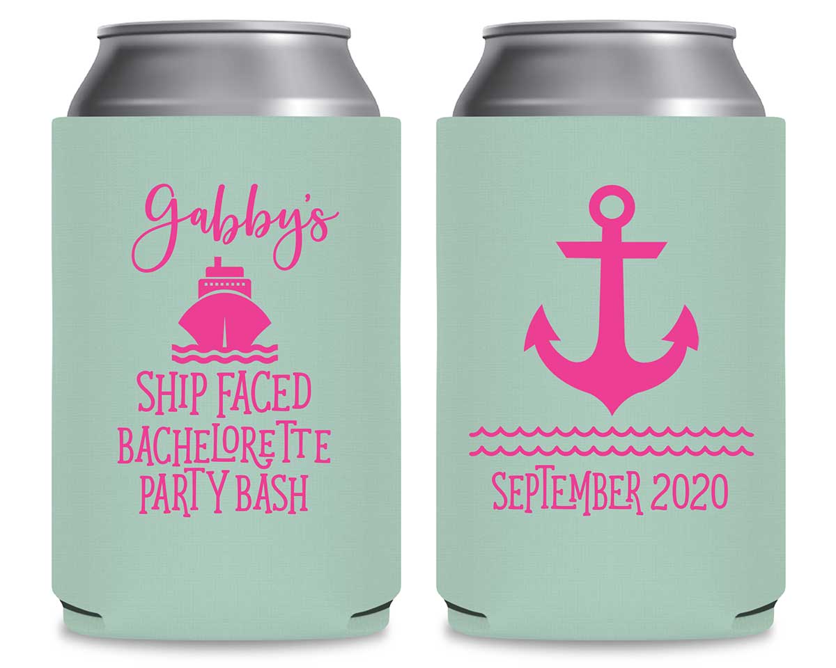 Ship Faced Nautical Bachelorette 1A Foldable Can Koozies Wedding Gifts for Guests