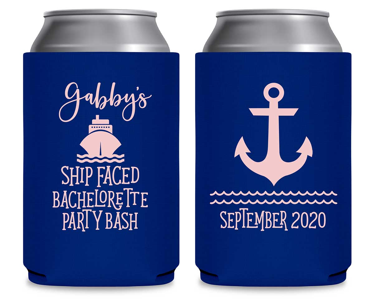 Ship Faced Nautical Bachelorette 1A Foldable Can Koozies Wedding Gifts for Guests